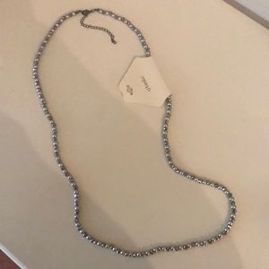 Cj banks silver beaded long necklace new